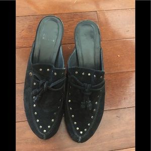 Stuart Weitzman Black Suede Mule Clogs